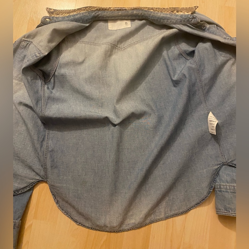 R13 Denim Western Shirt with Snakeskin Collar - Picture 12 of 15